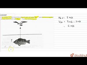 A fish rising up vertically toward the surface of water with speed `3ms^(-1)` observes a bird di...