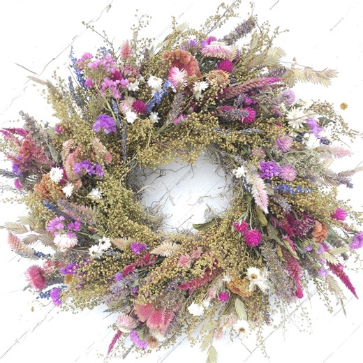 Spring Dried Floral Wreath, Real Dried Flowers (02-2690) - Etsy