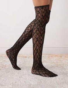 Reclaimed Vintage - Mi-bas en dentelle - Noir | ASOS