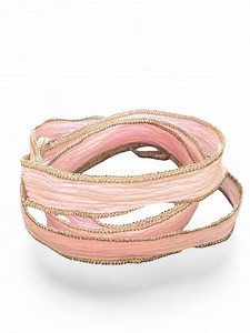 SILK RIBBON PINK With LUREX THREAD GOLD - Etsy