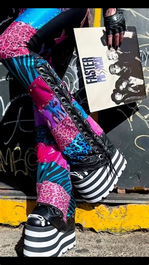 Don’t Change That Song 🎶 New pink & blue animal print pants and Faster Pussycat top I made coming this week 🩷 Faster Pussycat 🩵 | Metal Threads