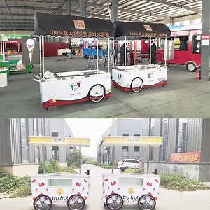 [Hot Item] Mobile Mexican Outdoor Gelato Ice Cream Food Bike Food Push Vending Truck Ice Cream Cart with Display Freezer
