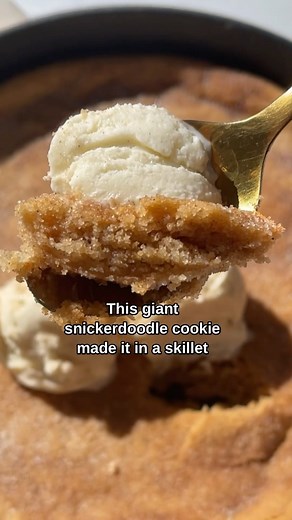 40K views · 134 reactions | Giant snickerdoodle cookie made in a skillet for movie night? Yes please! It is soft, buttery and packed with cinnamon flavors! Grab the detailed recipe on my site! #cookie #pizookie #holidaybaking #dessert #snickerdoodle #anickerdoodlecookies #desserttime | Lifestyle of a foodie | Facebook