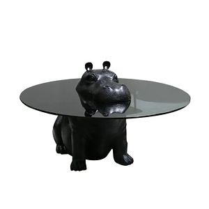 [Hot Item] Design Round Tea Table Modern Living Room Tempered Glass Hippo Dining Coffee Table