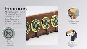 KK Premium Key Hanger, Wall Mounted Keyholder, Evil Eye KeyHanger, CAR Key fob Holder, Jewelry Sunglasses Hanging, Porta LLAVEROS DE PARED, Small Key Hook, Keychain Holder. Eye Acacia. (Small 2 Hook)