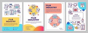 Download Film industry template layout. Cinematography, video production. Flyer, booklet, leaflet print design with linear illustrations. Vector page layouts for magazines, annual reports, advertising posters for free