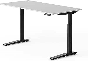 Fully Jarvis Standing Desk 60" x 27" White EcoTop - Electric Adjustable Desk Height from 25.5" to 51" with Memory Preset Controller (Rectangle, Black Frame)