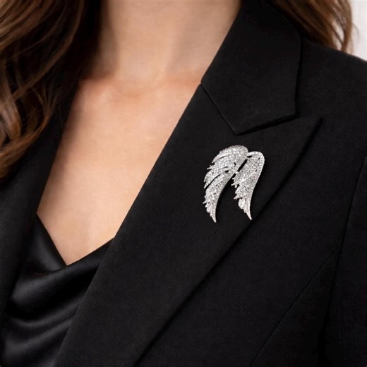 Rhinestone Angel Wing Brooch, Silver Statement Jewelry Pin Gift for Her Women - Etsy