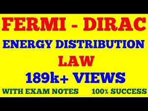 FERMI DIRAC ENERGY DISTRIBUTION LAW || FERMI DIRAC STATISTICS || STATISTICAL PHYSICS || EXAM NOTES |