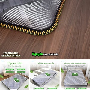 🔥 Đầu tư chưa tới 600k - Có ngay giấc ngủ êm ái như khách sạn 5 sao Topper Foam Đa Năng TATANA là giải pháp hoàn hảo để nâng cấp chất lượng giấc ngủ với chi phí vô cùng tiết kiệm. Độ dày 5cm của chất liệu foam cao cấp giúp gia tăng độ êm, giảm áp lục cơ thể, hỗ trợ giấc ngủ sâu và thoải mái hơn mỗi đêm. 🎁 Ưu đãi cực HOT: Giảm 45% chỉ còn 578.000đ (giá gốc 1.050.000đ, size 100x200cm) Topper có thể gấp gọn tiện lợi, dễ giặt giũ, dùng được cả khi đi du lịch hay tiếp khách. 💬 Inbox Thế Giới Nệm n