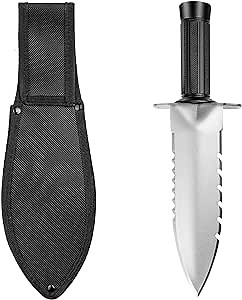Metal Detector Digger Tool, Heavy Duty Serrated Edge Metal Detecting Shovel, Sturdy Double Serrated Digging Tools for Metal Detector, Gardening Accessories Digging (Silver)