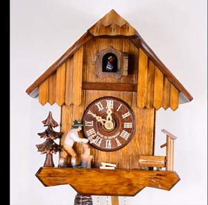 Cuckoo Clock Black Forest House with Moving Wood Chopper