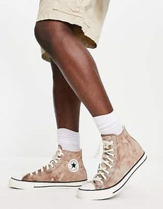 Converse Chuck Taylor All Star Hi washed canvas trainers in brown | ASOS