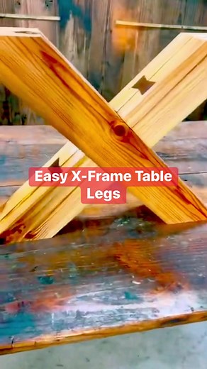 Easy X-Frame farmhouse table legs with just a miter saw! These farmhouse table legs are trendy and so easy! #farmhouse #mitersaw #table #build #diy #easy #powertools #simple #wood #peech | Matthew Peech Woodworking And DIY