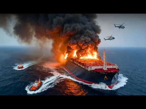 Massive Explosion At Sea | Container Ship CRASHES Into Oil Tanker!