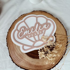 Mermaid Name Sign, Shell Name Announcement Sign, Mermaid Baby Shower Gift, Birthday Gift, Seashell Acrylic Name Plaque, Under the Sea - Etsy