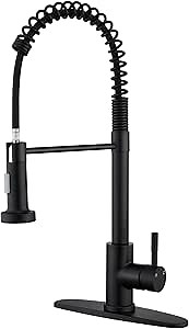 Kitchen Sink Faucets, Kitchen faucets with Pull Down Sprayer Stainless Steel Matte Black Single Handle Single Hole Faucet (Matte Black)