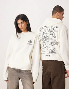 ASOS DESIGN Disney Fantasia Unisex relaxed hoodie with Mickey Mouse prints in coconut milk | ASOS