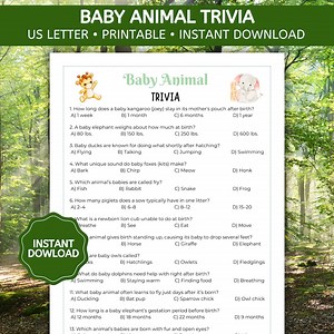 Jeu d'information sur les bébés animaux, jeu d'information pour baby shower, activité baby shower, jeu de biologie pour la salle de classe, jeu d'information sur la famille, PDF imprimable - Etsy France