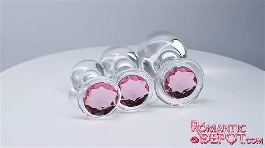 3-Piece Glass Anal Training Kit with Jeweled Plugs