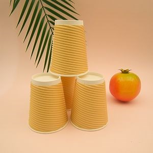 [Hot Item] Wm2306 Water-Based Coffee Paper Cup 12oz Custom Wholesale Disposable Ripple Wall Paper Cup Beverage Milk Tea Coffee Cups for Hot Drinks with Lids