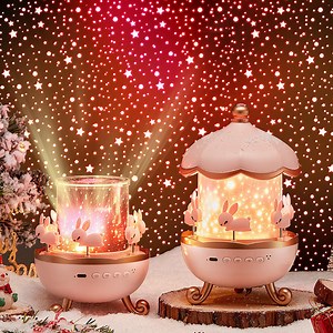 [Hot Item] Rechargeable Star Projector Nightlight Rotating Music Box Decor Carousel Lamp Gift (CFLT25074)