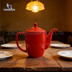 [Hot Item] High Quality Porcelain Coffee Kettle Red Custom Ceramic Teapot for Promotion
