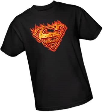 Amazon.com: Flaming Hot metal Shield – -Superman Adulto playera : Ropa, Zapatos y Joyería