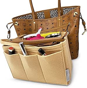 design for MCM Liz Large Shopper Purse Organizer Insert | Luxury Shaper Liner (Tan)