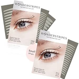 Wonderstripes Eye Lid Tape, Trial Pack + Small | Eyelid Lifting Stripes for Hooded Eyes | Invisible Silicone Tape for Droopy Eyes | Multiple Sizes for All Eye Shapes | Makeup Compliant