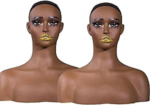 Realistic Female Mannequin Head With Shoulder Manikin Head Bust for Wigs Beauty Accessories Displaying