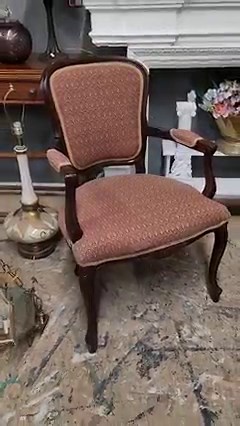 Pair of French style upholstered arm chairs. Gorgeous front & back $200 pair on sale | The Garage & The Garage Girls - Antiques, Suffern, NY