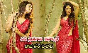 Actress Priyanka Jawalkar Hot Core And Glamorous HD Pictures In This Red Saree-నటి ప్రియాంక జవాల్కర్ హాట్ కోర్ ఫొటోస్