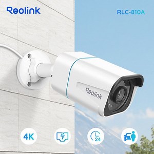 Reolink 4K UHD Caméra de Surveillance Extérieur POE Détection Personne/Véhicule, Vision Nocturne IR, Support Audio, IP66 RLC-810A