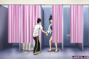 Big titted horny hentai babe gets fucked in the shower