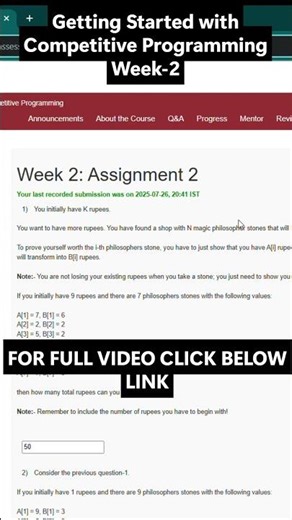 NPTEL Getting Started with Competitive Programming Week 2 Assignment Answers | NOC25-CS97 July 2025