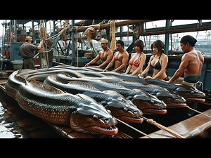 Giant Eel - American Fisherman Fights Giant Conger Eel in Alaska