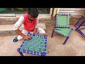 Round Tube Stool Making | How to Make Weaving Plastic Rope Chair Seat