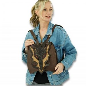 Leather Dragon Messenger Backpack, Leather Goth Backpack for Dragon, Leather Dragon Bag for Renaissance Fair Cosplay Costume, Medieval Age Leather Satchel, Halloween Purse
