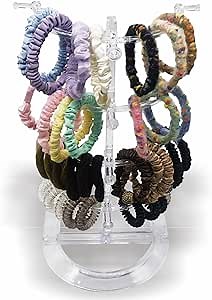 4 Tiers Scrunchie Holder Stand，Scrunchie Holder Organizer，Girls Hair Accessories Organizer Storage for Headband Hairband Hair Ties，The Perfect Scrunchy Display Organizer, transparency, SH001