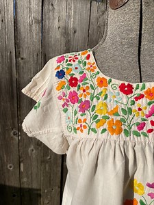 Vintage Peasant Blouse Hand Embroidery Floral Cotton Shirt 1960 Mexico - Etsy