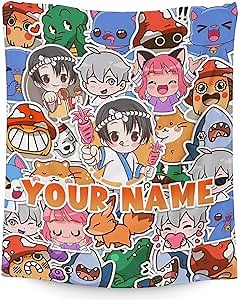 Personalized Name Blanket Gifts for Boys Girls, 30x40 Inches Cute Throw Blanket for Babies Kids, Soft Flannel Cartoon Throws for Nap, Colorful Lap Size Blankets for Couch Sofa Crib