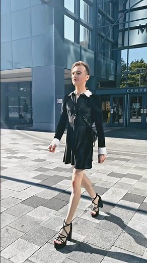 Bold Crossdresser Shines in the Sunshine: Dress and Heels Adventure in Public Streets