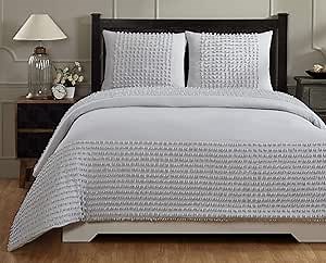 Better Trends 100% Cotton Comforter Set, Olivia Comforter Collection in Twin, Gray Size - CottonTufted, Unique Luxury Bedding, Soft and Plus, Machine Washable & Tumble Dry