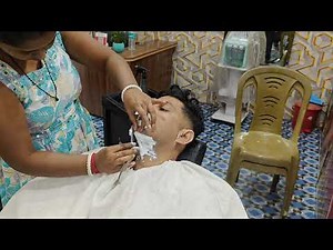 Lady Barber Gives Boy a SUPER Close Shave with Foam 😎