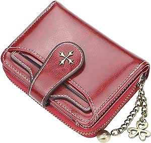 wallet women small wallet for women womens wallets Genuine Leather Bifold Purse Card Holder Tassel Zipper Ladies Wallet Coin Purse red