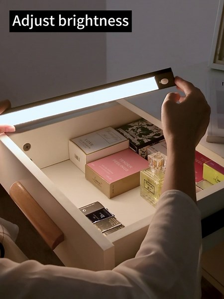 HengBo Motion Sensor Light, 3 Color Temperatures Dimmable Closet Light, USB Rechargeable Under Cabinet Light, Magnetic Stick Night Lamp for Kitchen, Bedroom, Wardrobe, Stairs, Hallway-2 Pack, Silver