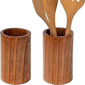SHIDOW Wood Utensil Holder for Kitchen Counter, Kitchen Utensil Storage Organizer for Spatula, Spoon