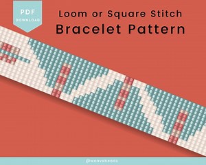 Loom Beading Patterns, Seed Bead Bracelet, Beaded Cuff Pattern, Blue and Pink Bracelet, Loom Bead Weaving - Etsy