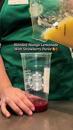 Blended Mango Lemonade with Strawberry Purée Starbucks Drink